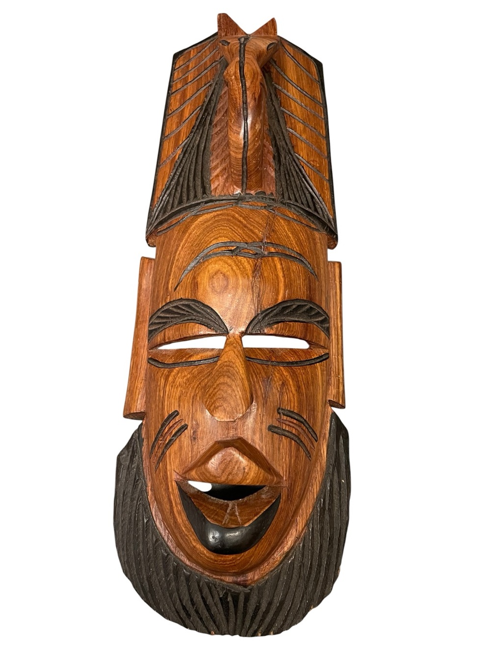 African hand carved wooden hang up mask